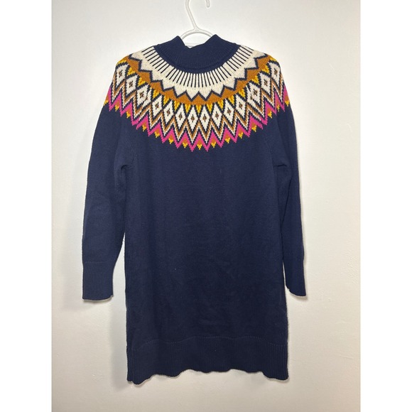 Old Navy Fair Isle Mock Neck Sweater Dress Womens Large Cozy Nordic Vermonte - Picture 4 of 8